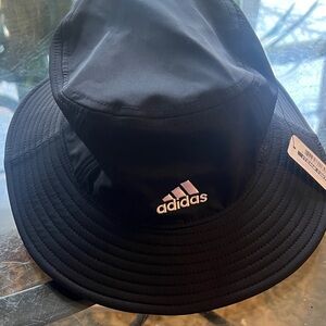adidas Black Bucket Hat with White Logo Stitching
